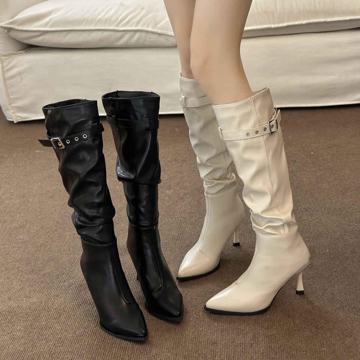Autumn and Winter New Slim Heeled Pointed Boots.
