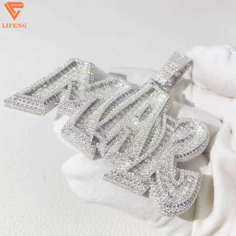 Sterling Silver 925 Fine Luxury Jewelry name Pendants VVS Moissanite Hip Hop Iced Out Custom letter Pendant