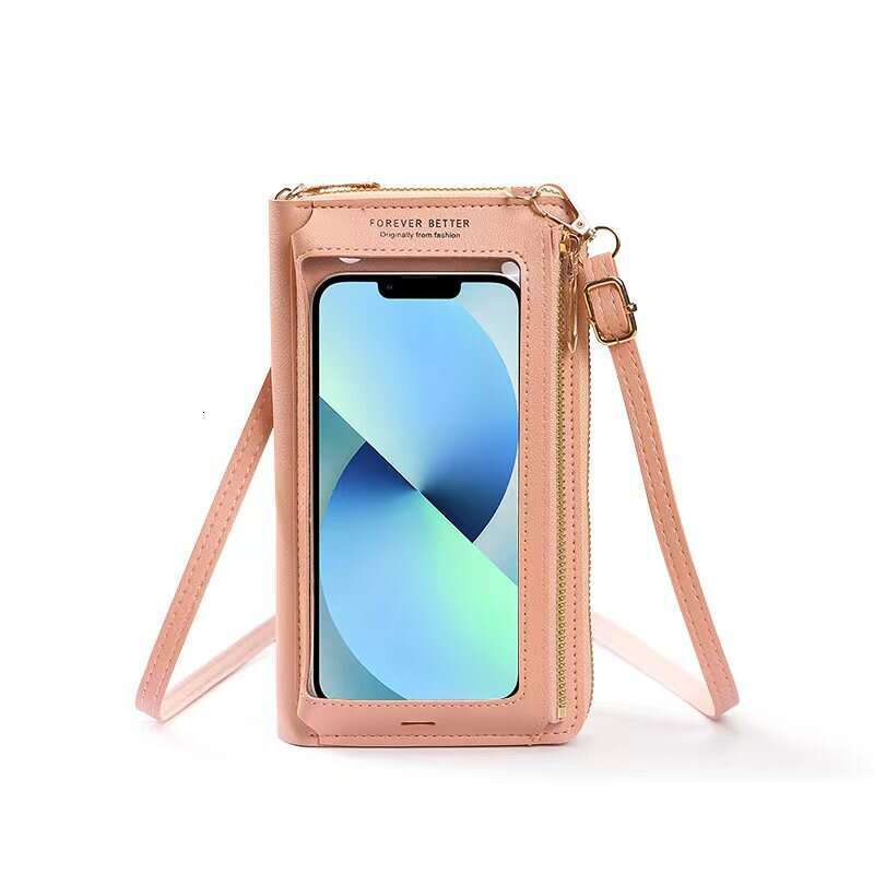Touchscreen female diagonal cross anti-theft multifunctional single shoulder transparent mini bag, wallet phone bag