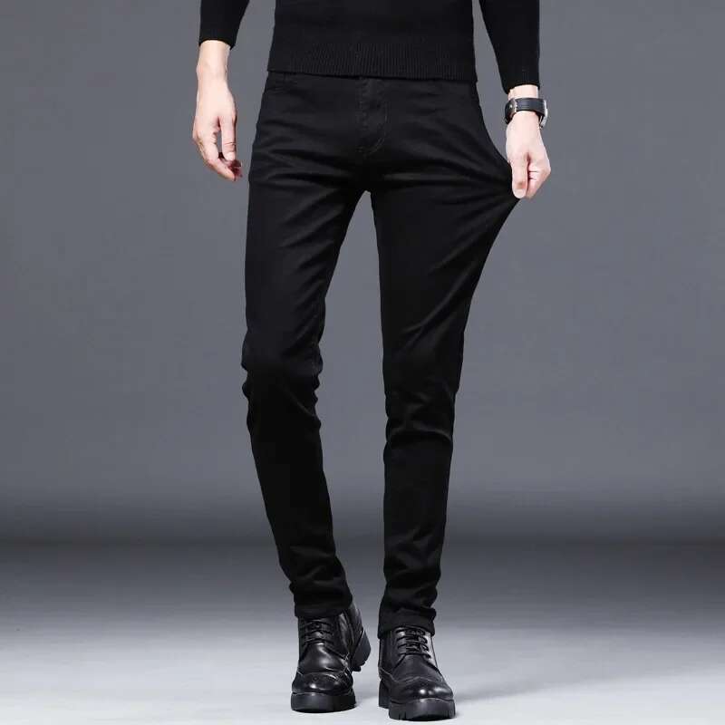 2025 Summer And Autumn Casual Mens Cotton Jeans Fashion Slim Male Black Pants
