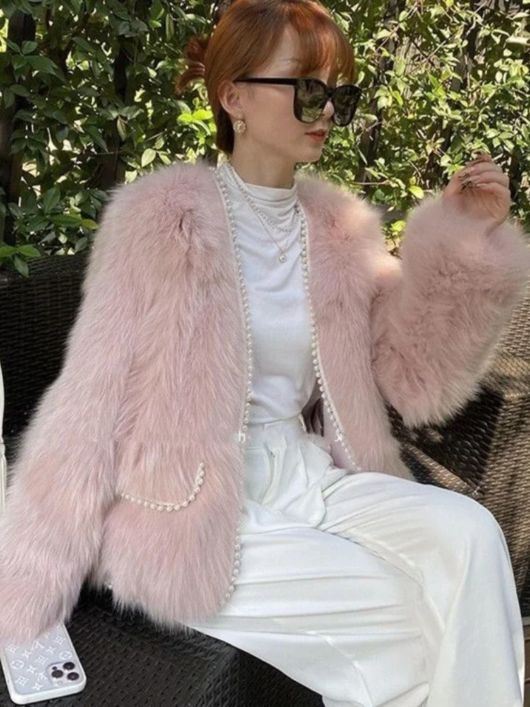 Winter Fashion Womens Elegant Warm Fur Integrated Coat Simulation Temperament Highend Small Fragrant Style Coat 241115