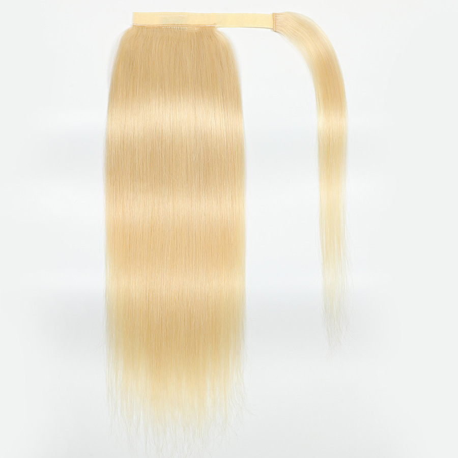Peruvian Human Hair Silky Straight Hook& Loop Magic Ponytail 10-26inch Natural Color 2# 4# P4/27 Piano Color