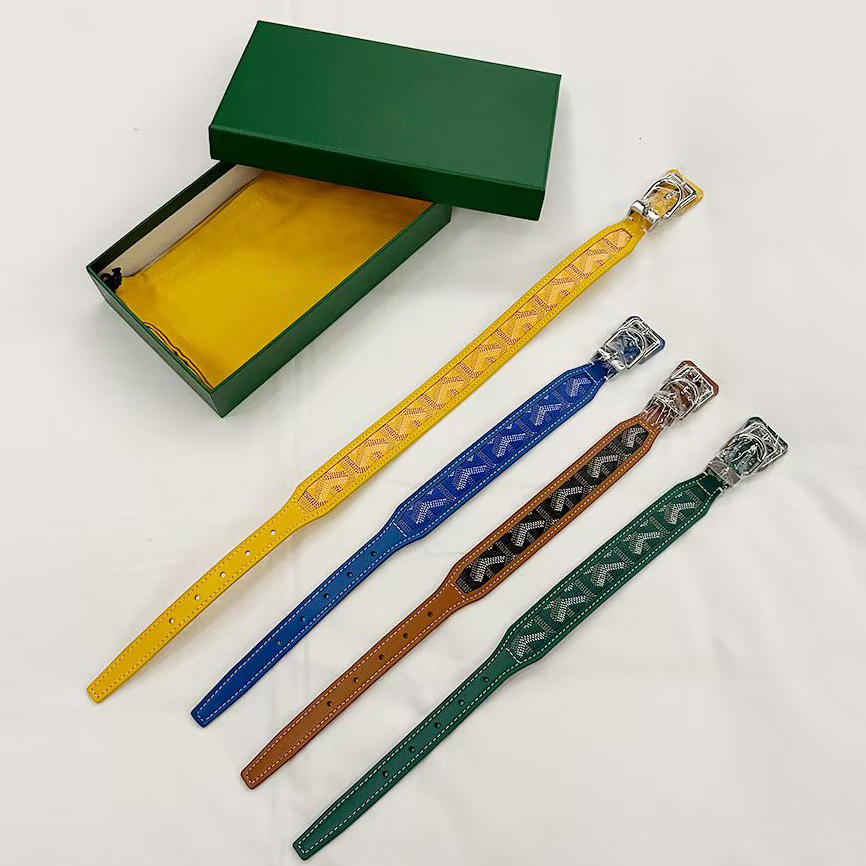 Designer Leash Apparel High-end Top-grade Cowhide Pet Dog Fashion Collar Set Gift Box