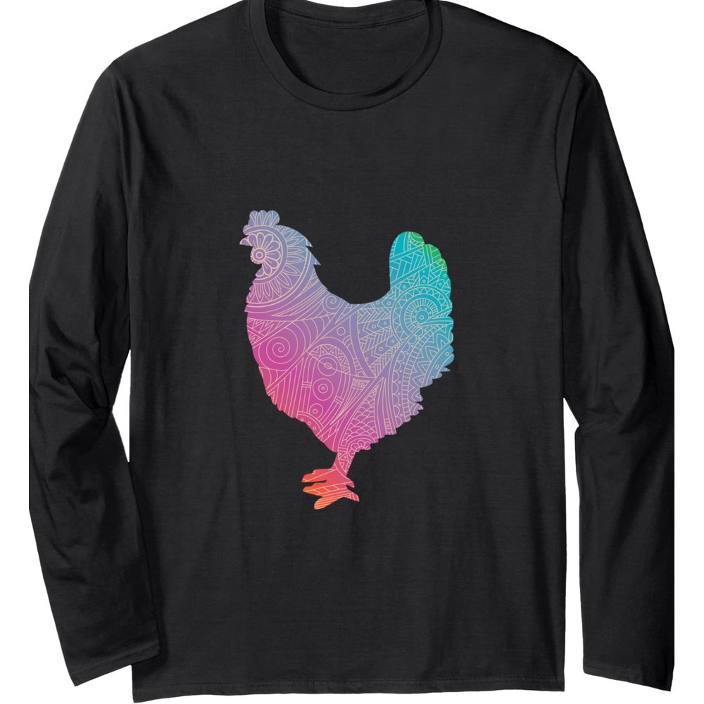 Long Sleeve Shirts for Men sweatshirt Colorful Chicken Funny Cute Poultry Farmer Gift Idea Long Sleeve T-Shirt T shirt Tee Streetwear Casual tops clot