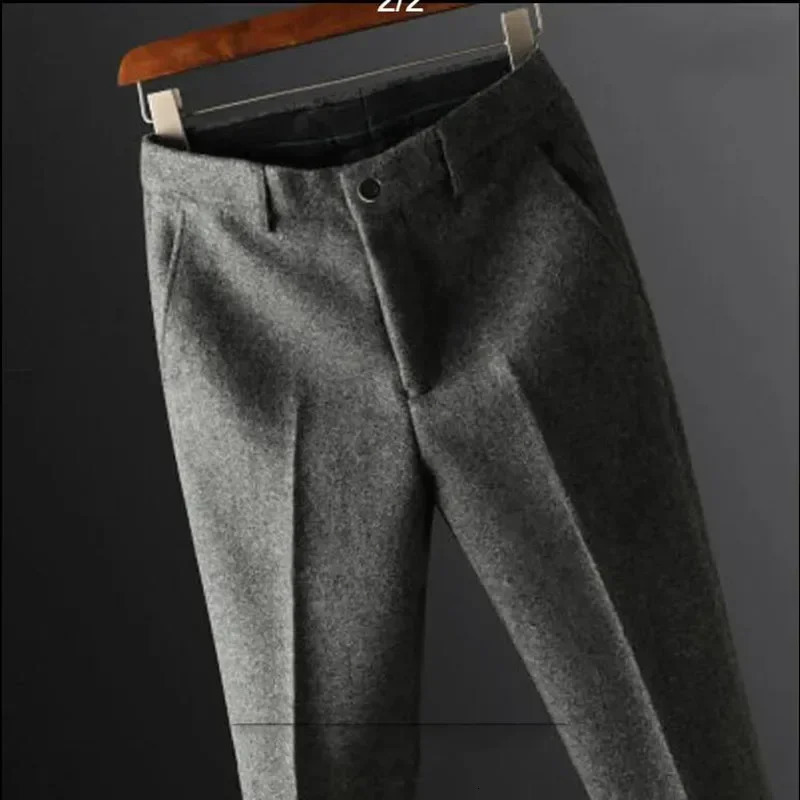 autumn and winter mens suit pants fashion business casual wool straight F202 241115