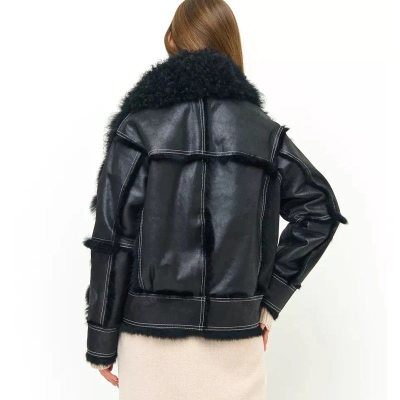Fur Coat Women Winter 2024 In Jacket Natural Real Rabbit Hair Inner Liner Short Casual Slim VNeck Sheepskin For 241115