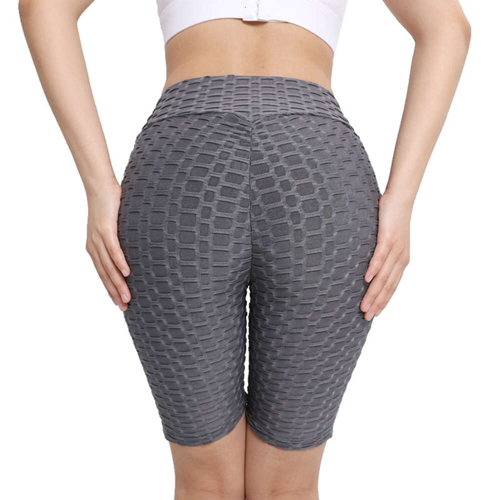 Sexy Jacquard Pocket Capris Yoga Fiess Peach Hip Up Bubble Sports Leggings for Women F41515