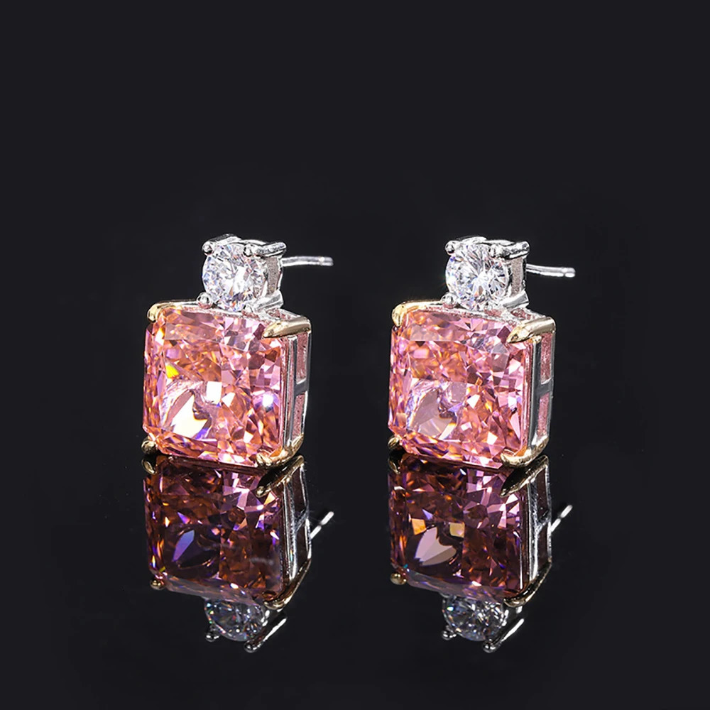 100% 925 Silver Padparadscha High Carbon Diamond Ring Pendant Necklace Earrings Wedding Exquisite Jewelry Set Womens Gift 241115