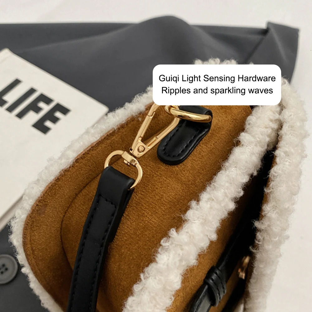 DHXJ Women Fashion Shoulder Vintage Fluffy Satchel with Coin Purse Pouch Top Handle Bag for Autumn and Winter 241115