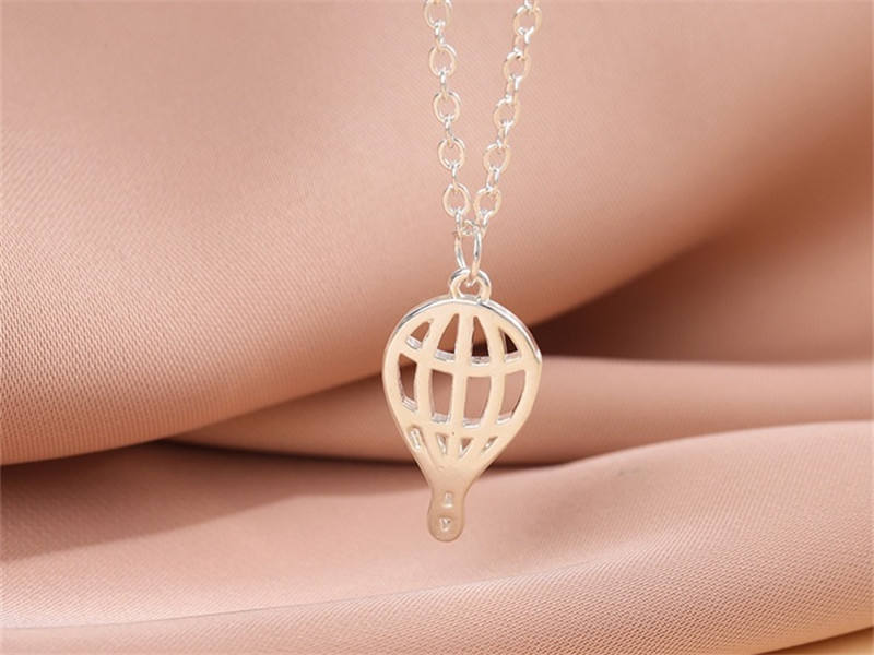 10PCS Cute Stainless Steel Hot Air Balloon Pendant Necklace Cartoon Outdoor Creative Charm Chain Choker for Women Girl