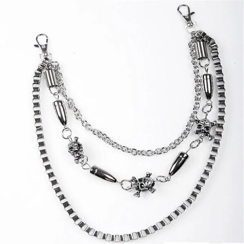 Hip hop fashion punk rock tenor wallet bullet keychain silver alloy tassel pants keychain Chaveiro jewelry 241115