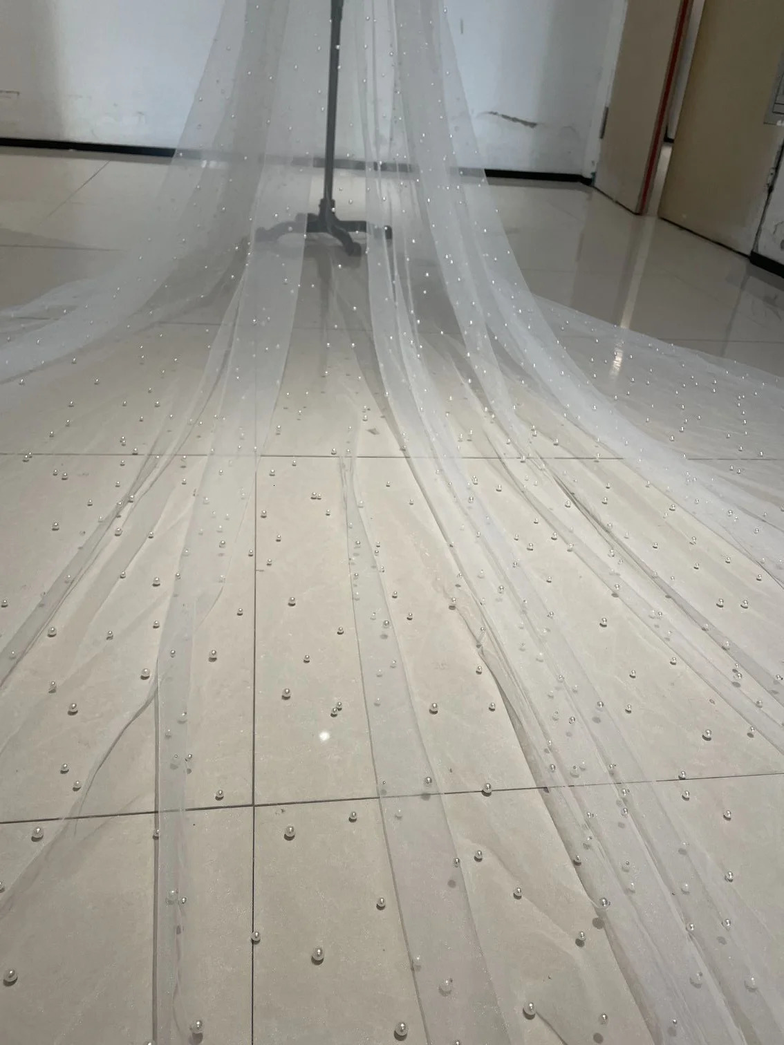 350cm long pearl wedding veil 300cm wide 1T bridal veil bridal veil party veil customization 241115