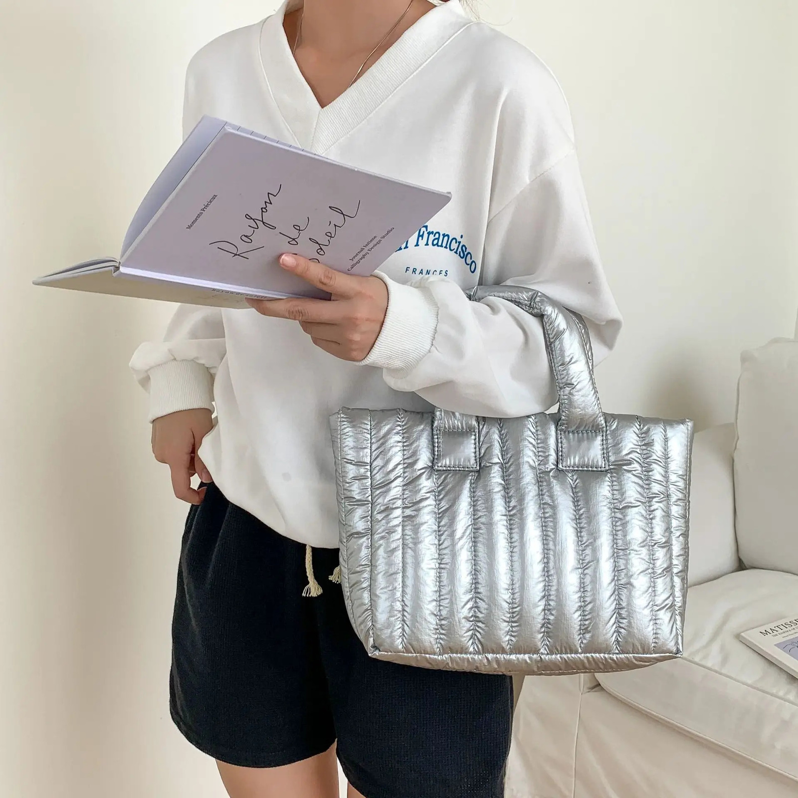 Miyagawa Female Autumn Winter Small Handheld Down Bag Korean Fashion Handbag Female Bags for Women Purses 241114