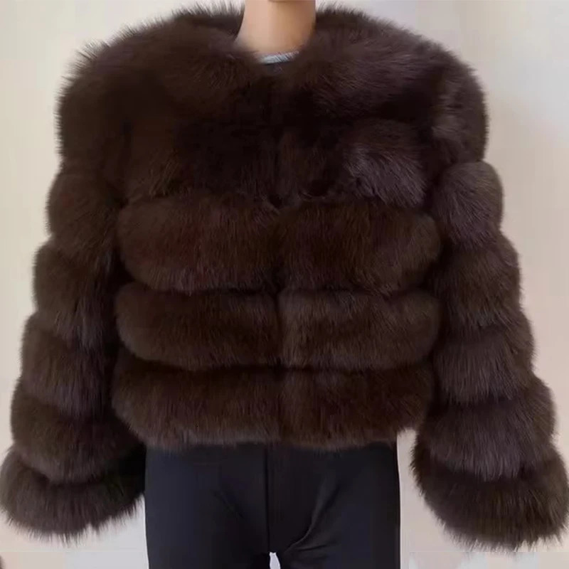 2024 Faux Raccoon Fur Coat Women Jacket Coat Women Winter Fluffy Jacket Thick Warm Furry Fur Outwear Faux Fur Coat 241115