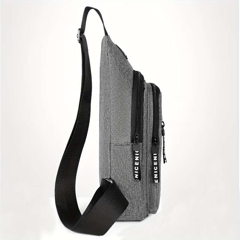 Men's Waterproof Nylon Crossbody Chest Bag - Casual Sports & Travel Sg with Zip Closure, Fashionable ing Detail