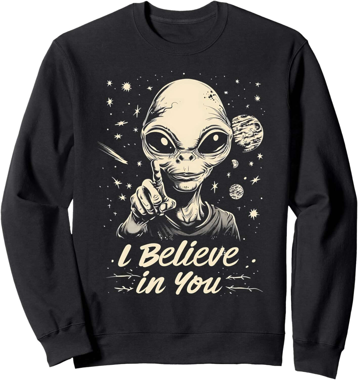 Long Sleeve Shirts for Men sweatshirt Alien Believe Space Galaxy Planets UFO Funny Gifts Graphic Sweatshirt T shirt Tee Streetwear Casual tops clothes
