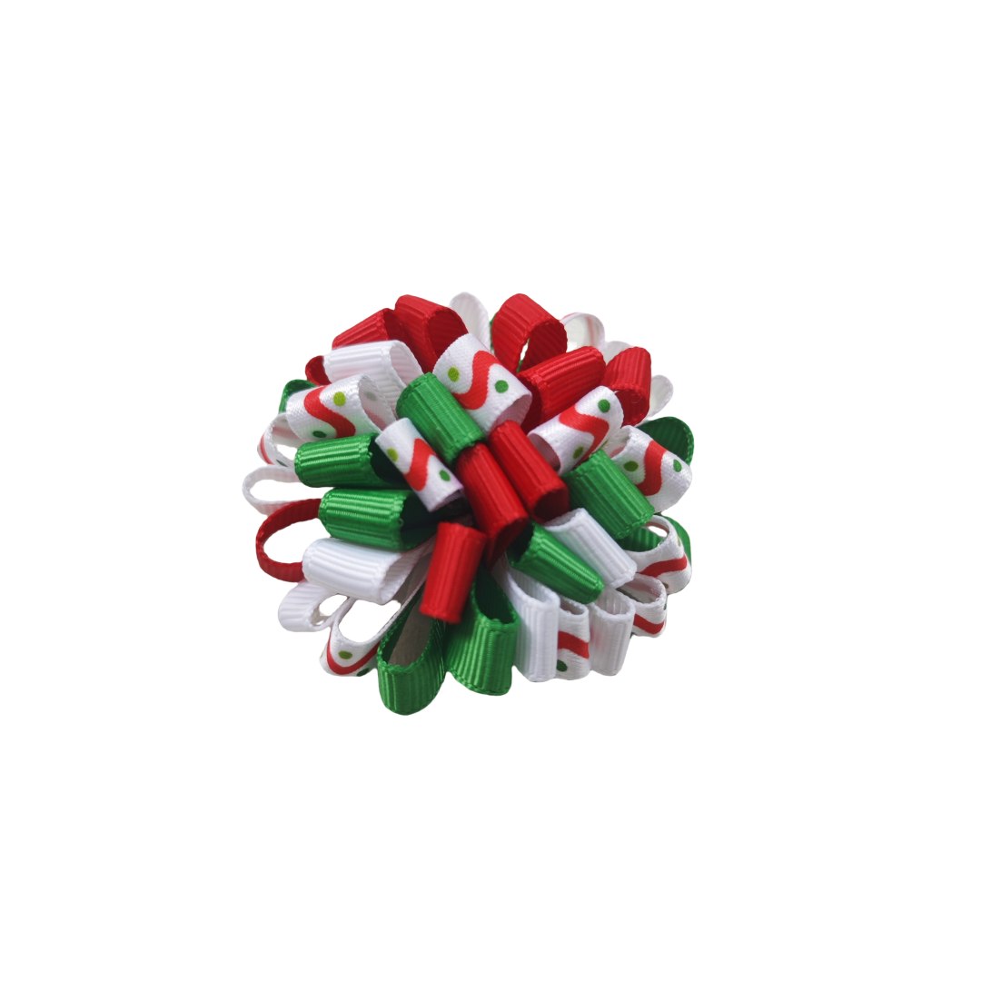 Christmas 2 Inch Loopy Round Ball Bow Clip Bowknot Xmas Accessories Kids Girls Baby Elastic Hair Bands Bobbles Headband Headwear Boutique Top Tiaras 5