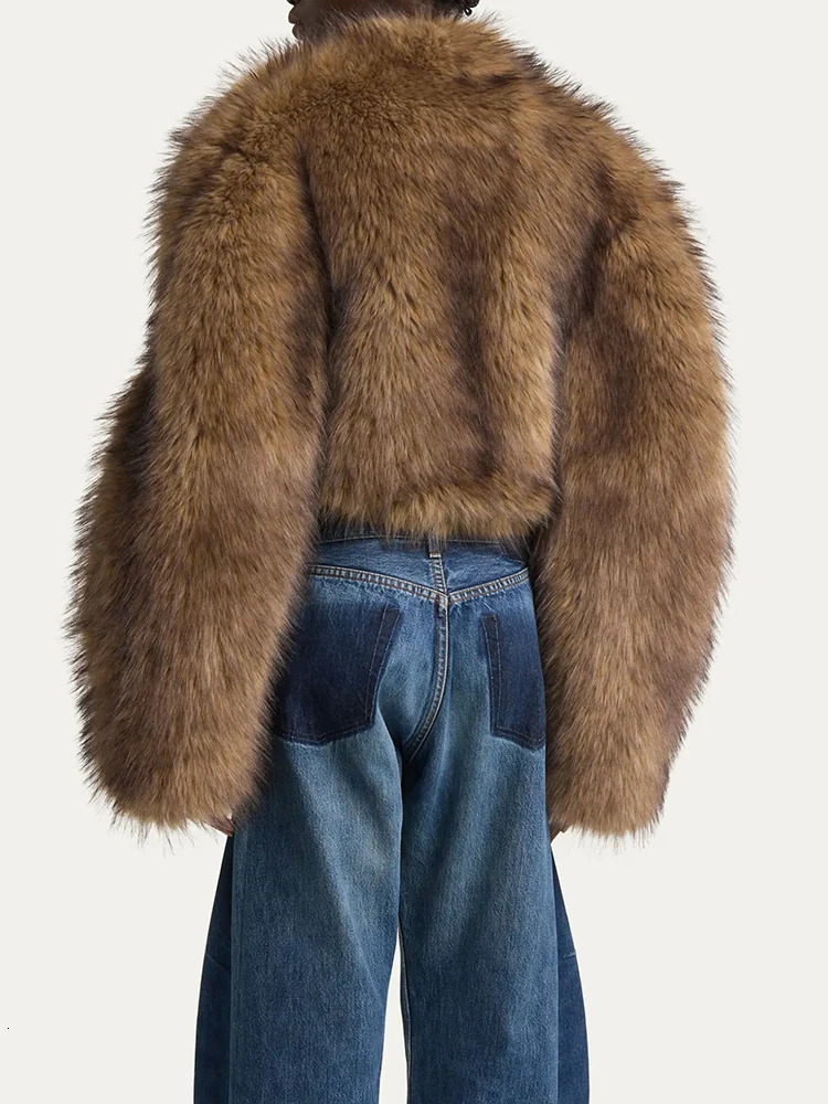 TWOTYLE Solid Patchwork Feathers Temperament Coats For Women V Neck Long Sleeve Open Stitch Jacket Female Fashion 241115