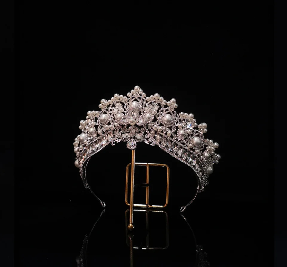 Bridal Crown Headpiece for Wedding Headpiece Princess Crystal Pearl Crown for Female Bridal Headpiece 241115