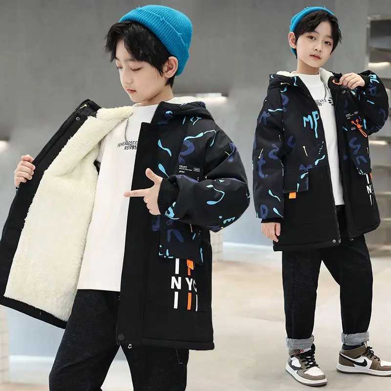 5 6 8 10 12 Year Youth Boys Jacket Autumn Thick Warm Childrens Jacket Fashion Zipper Hooded Boys Jacket New Childrens Clothing X241115