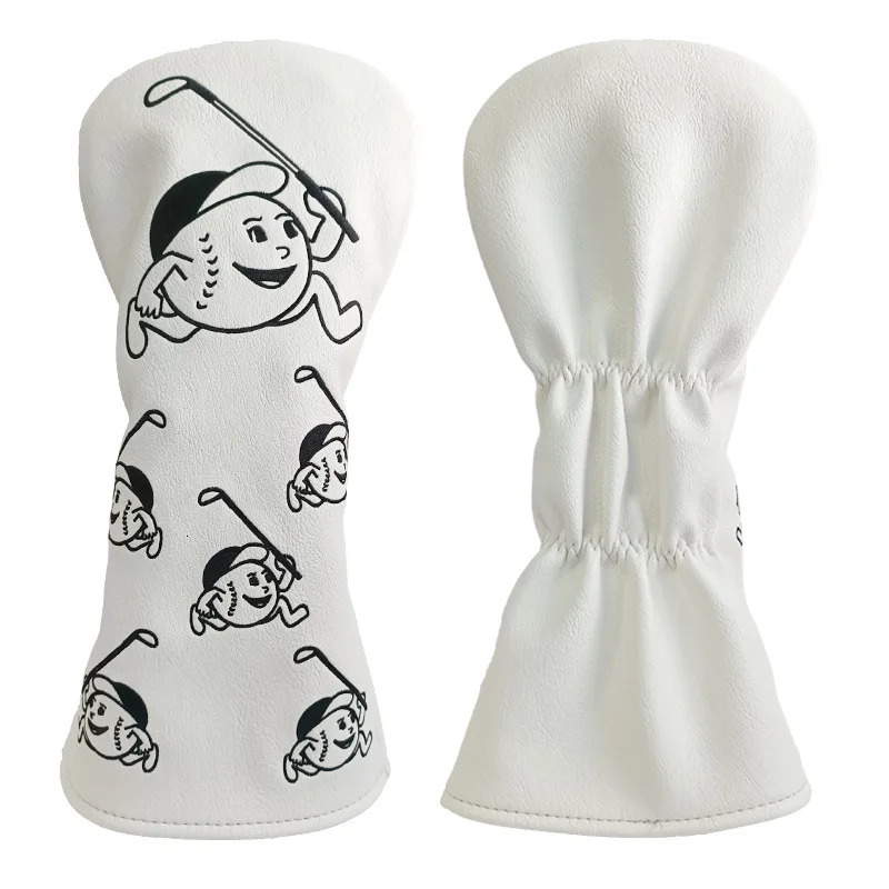 Simple smiley face cute cartoon golf club Headcover #135 UT for Driver Fairway Woods cover Hybrid Covers PU Leather Protector 241115