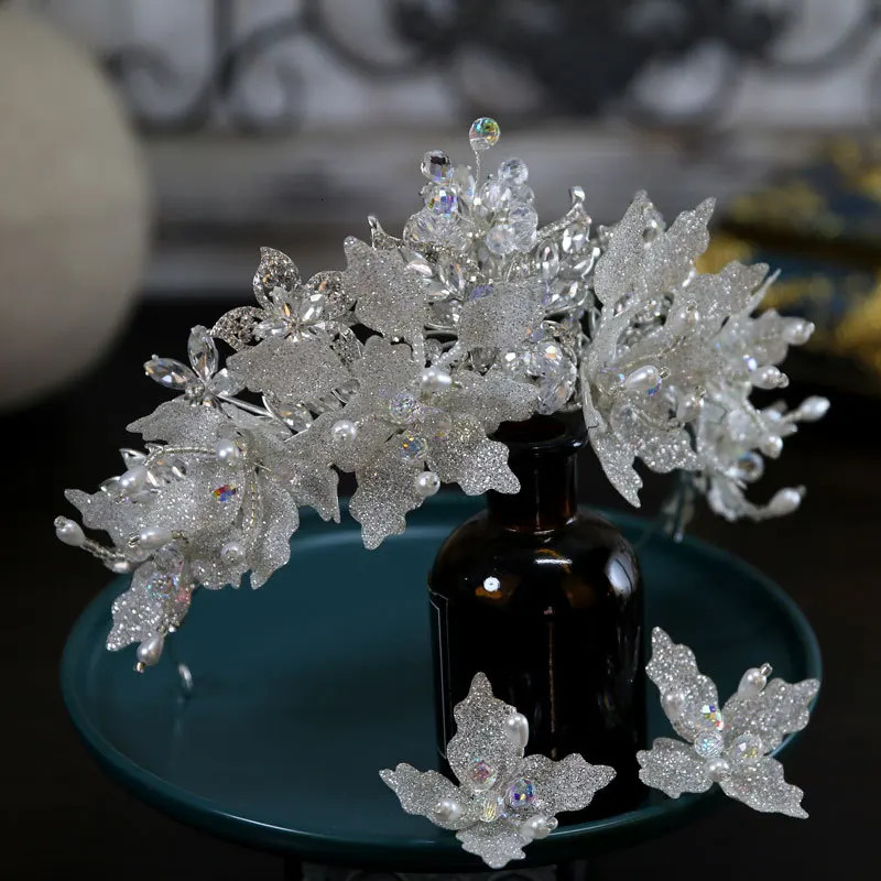 Wedding crystal headpiece brides hair jewelry accessories earring set brides headpiece Quinceanera party ball headpiece 241115