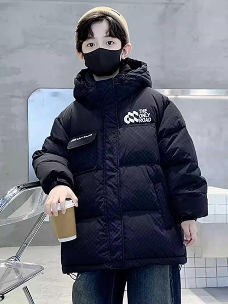 Down Coat Children's down jacket for boys Winter light boys medium length 90-fleece coat for children H241010