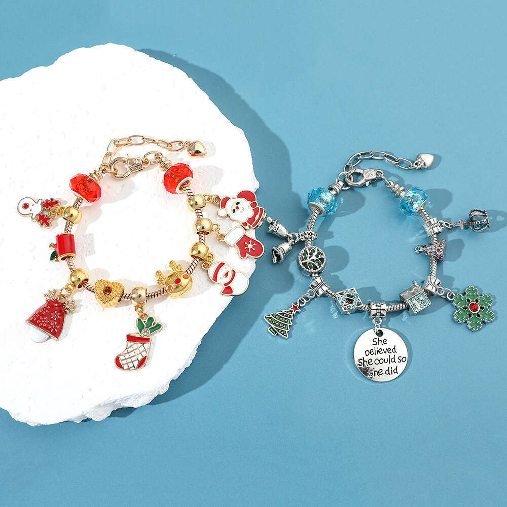 Santa Claus Colored Beaded New christmas gift Series Clover Bracelet, womens bracelet, jewelry