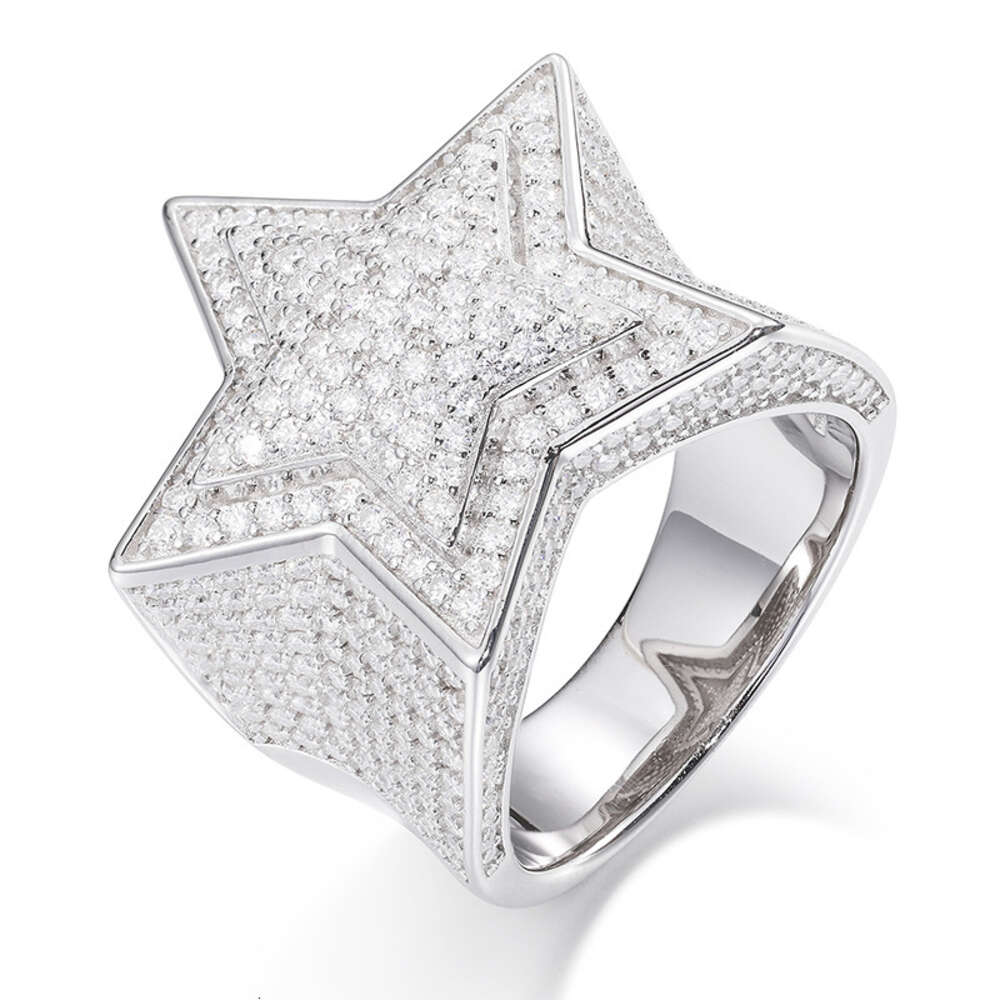 hip hop mens ring platinum plated VVS1 moissanite is a special star ring designer jewelry fashion ring