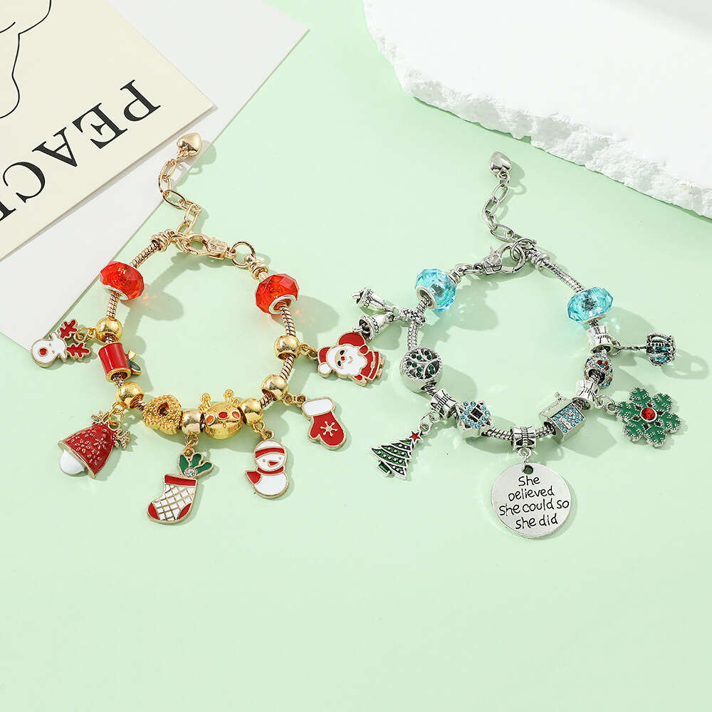 Santa Claus Colored Beaded New christmas gift Series Clover Bracelet, womens bracelet, jewelry