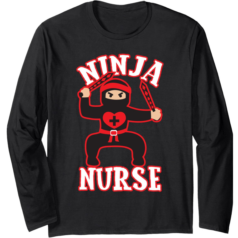 Long Sleeve Shirts for Men sweatshirt Cool Ninja Nurse Nursing Hospital Funny Gift Long Sleeve T-Shirt T shirt Tee Streetwear Casual tops clothes fash