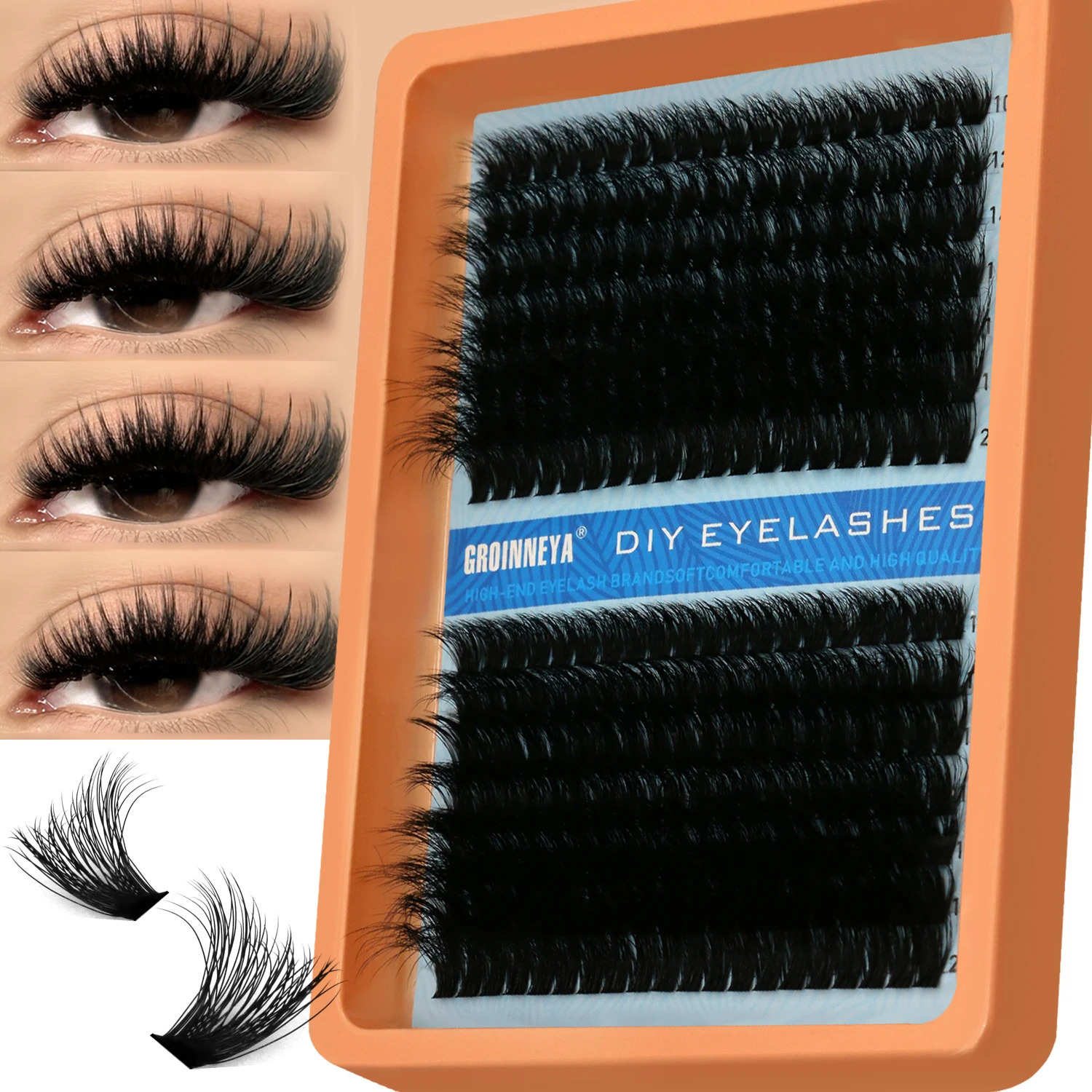 GROINNEYA Fluffy Thick DIY Eyelashes Cluster DDD Curl Wispy Individual lashes Mix Eyelash Extensions False Eyelashes Extension 241115