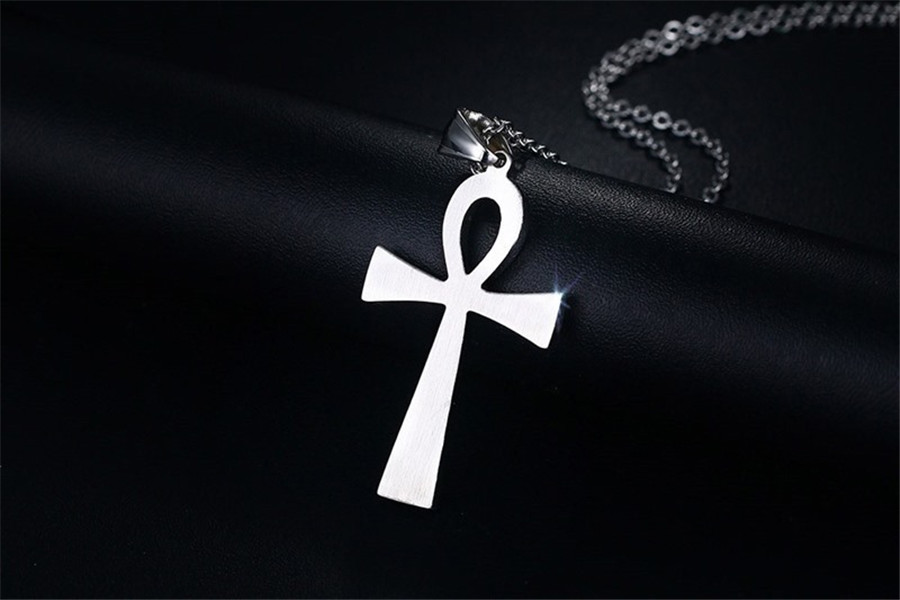 10PCS Africa Anhe Egyptian Cross Necklace African Religious Amulet Pendant Ankh Crucifix Necklaces Stainless Steel Symbol of Life Cross Egypt Collar C