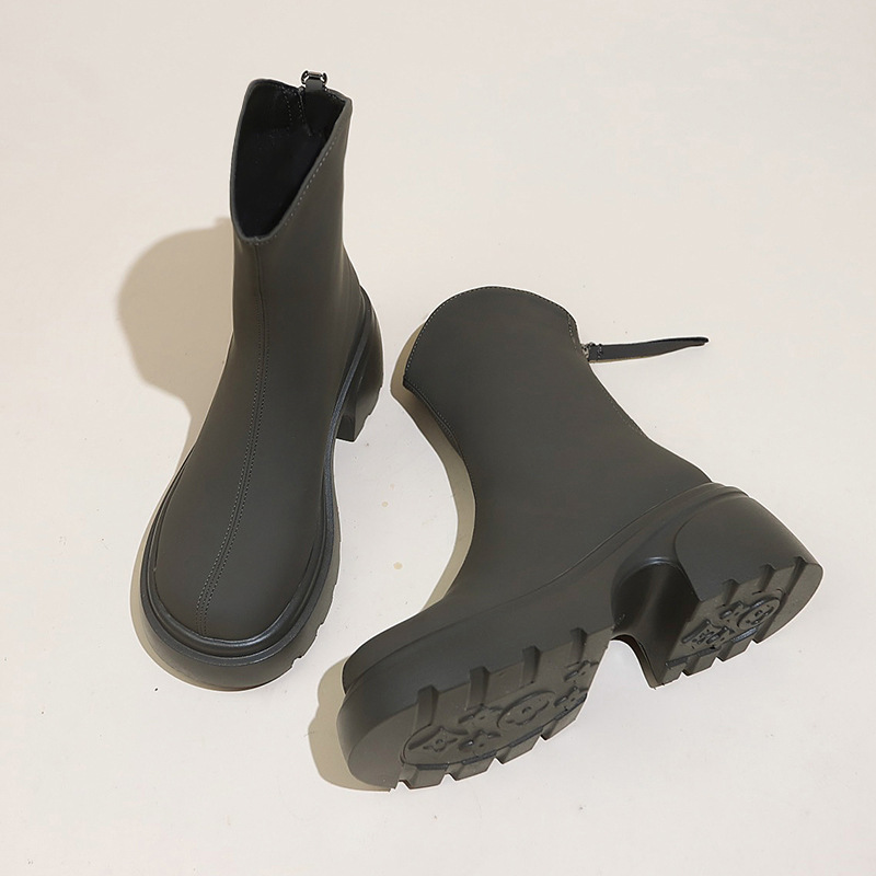 Women's Thick Soled New British Style Thick Heeled Short Boots.