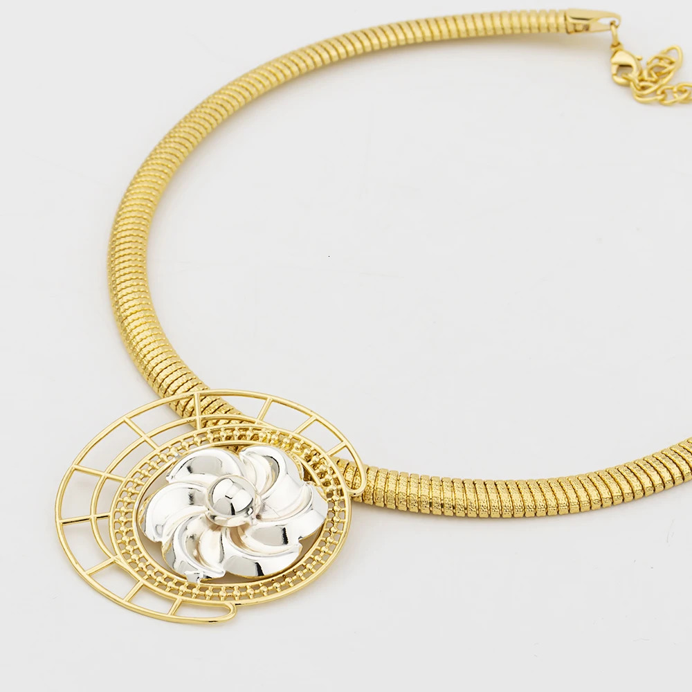 18k gold-plated jewelry set Brazilian womens necklace earring set Italian high-end wedding Dubai party jewelry 241115