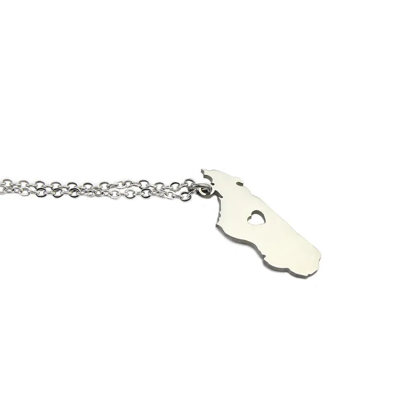10PCS Madagascar Map Pendant Necklace Africa Malagasy Chain Country Necklace Stainless Steel Outline Continent Choker for Motherland Hometown Female L