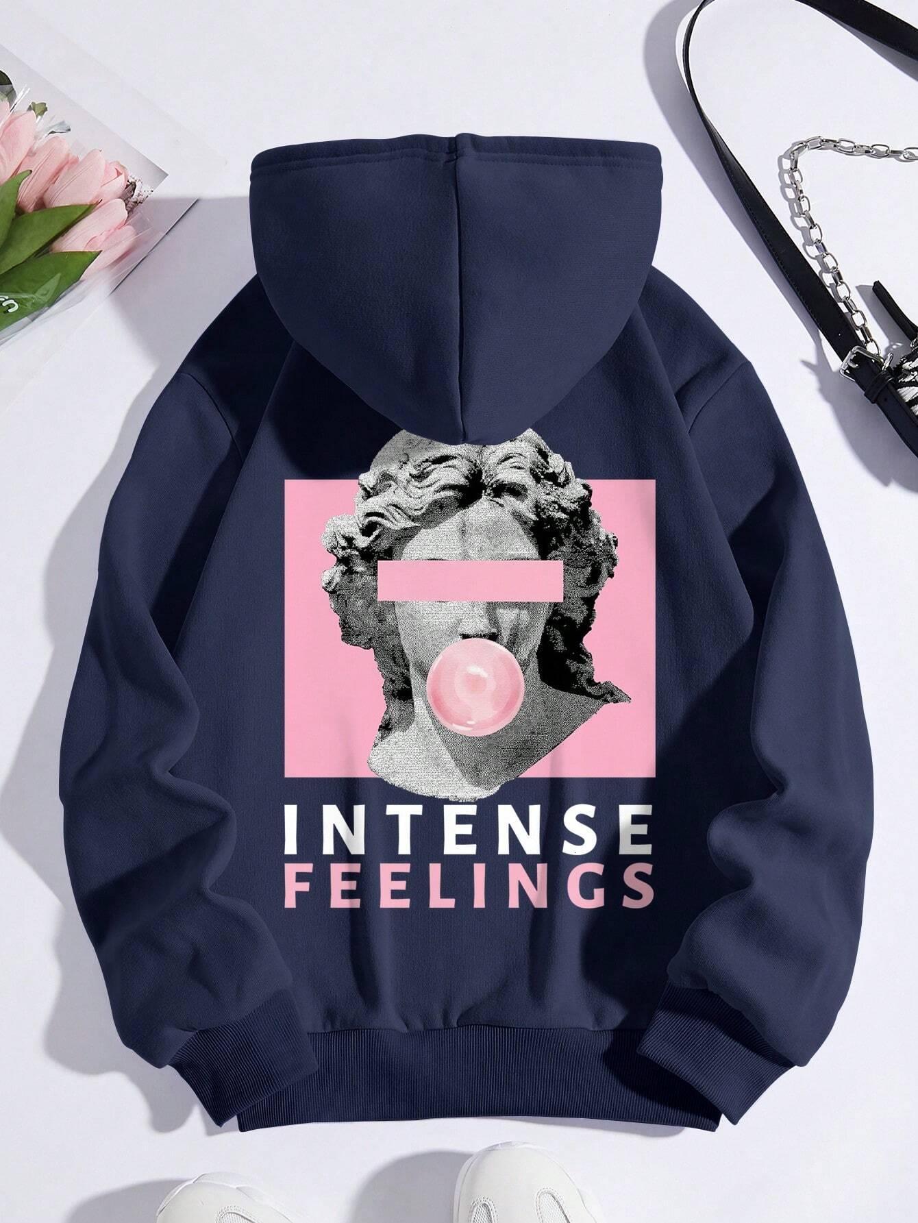 Designer's new sculpture strongly feels printed women's hoodie casual sports trend hoodie wool warm and comfortable hoodie fashionable stree