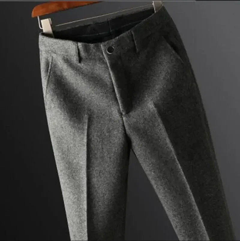 autumn and winter mens suit pants fashion business casual wool straight F202 241115