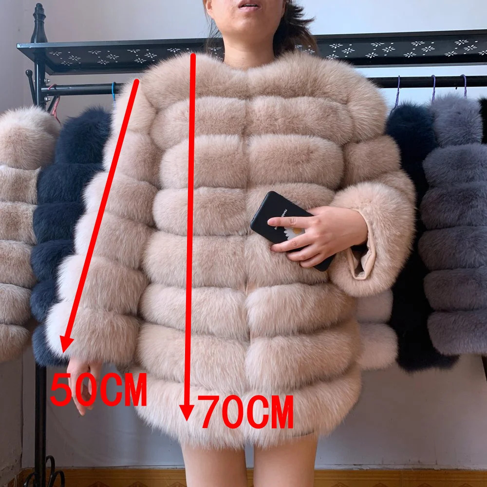 70CM 4in1 Fast Fashion Women Real Natural Fur Long Coat Jacket for Winter Warm Over 241115