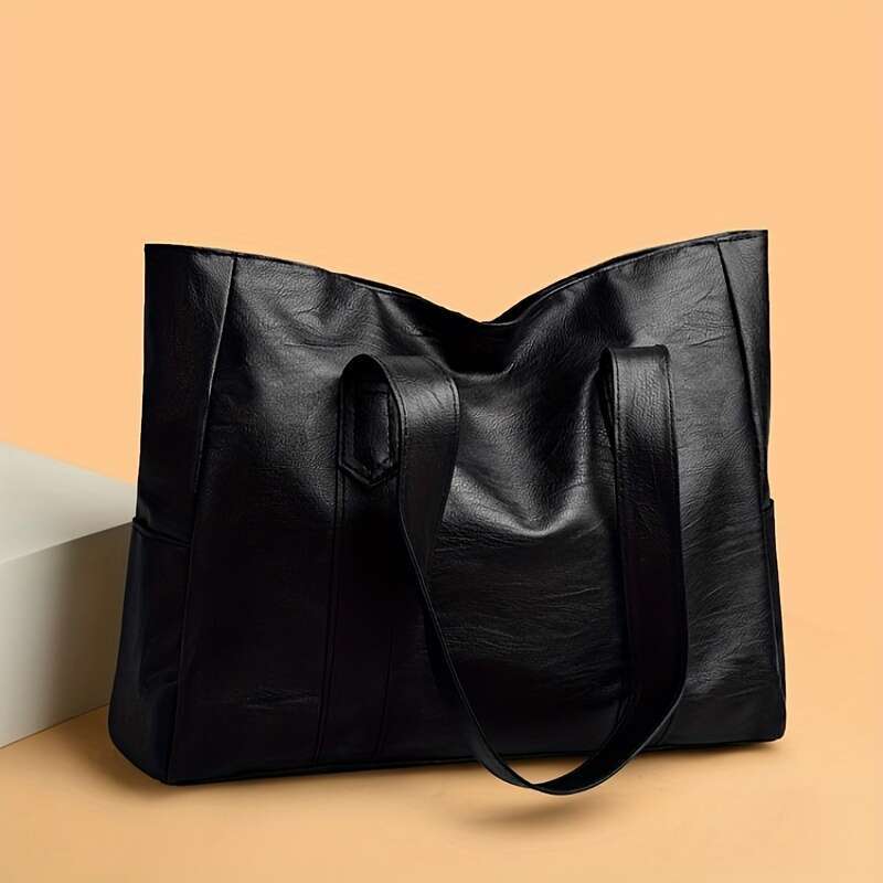 Chic Women's Tote Bag - Spacious & Versatile Shoulder Handbag, Durable Faux Leather with Zip Closure, Available in Light Brown/Black