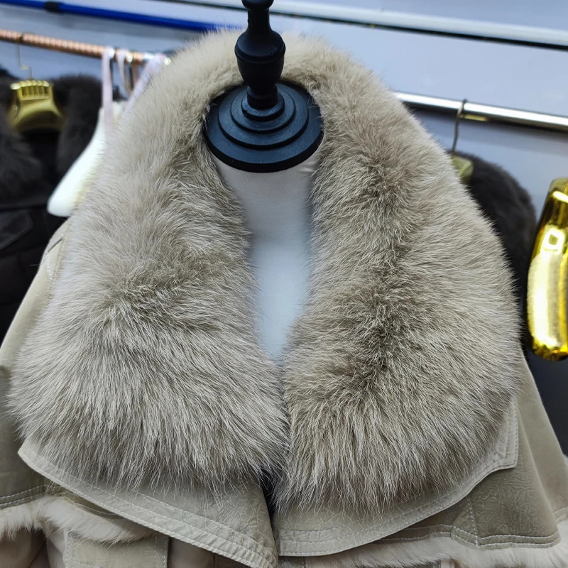 Womens Winter Down Jacket 2024 Short In Coats Jackets Natural Fur Collar Genuine Rabbit Hair Lining Outerwear 241115