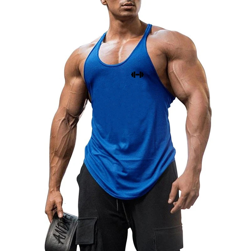 Summer Gym Stringer Tank Top Men Cotton Y Back Bodybuilding Clothing Fitness Vest Muscle Singlets Workout Sleeveless T Shirt 240415