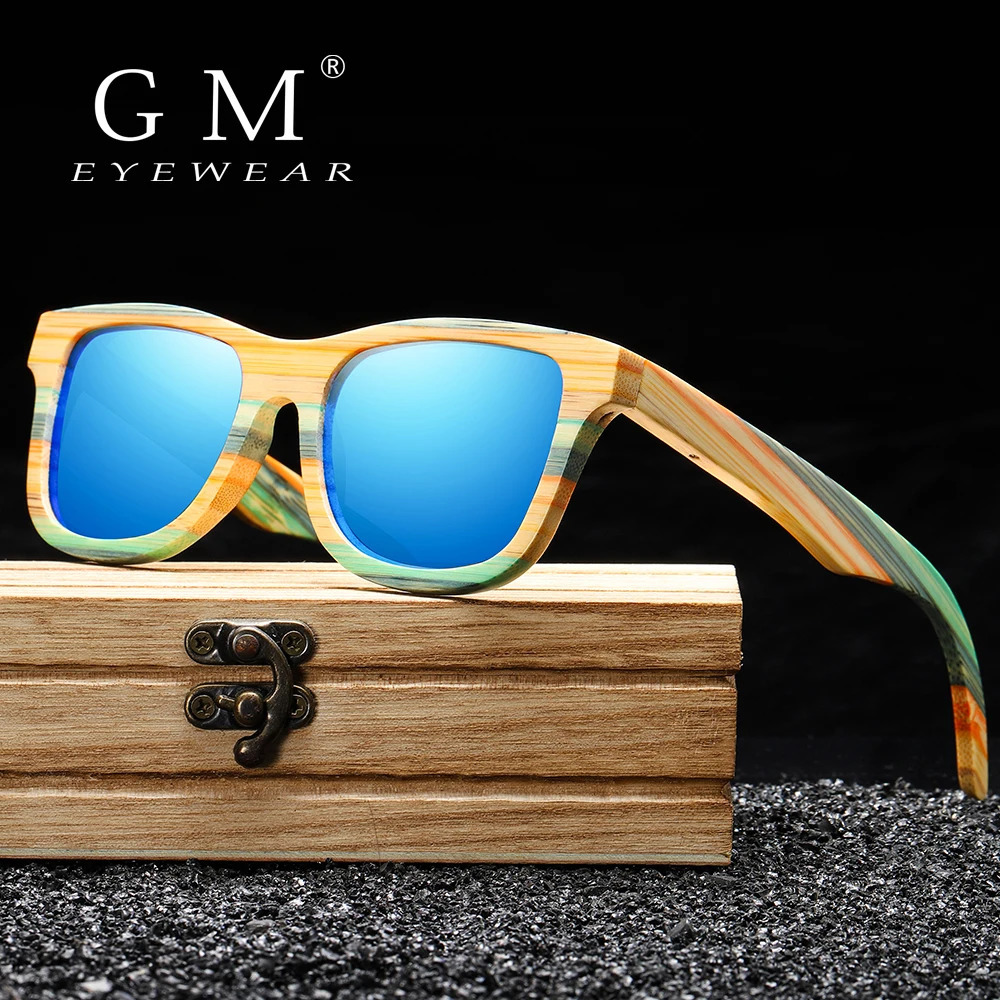 GM Fashion Skateboard Wood Bamboo Sunglasses Polarized Womens er Wood Sunglasses UV400 241114