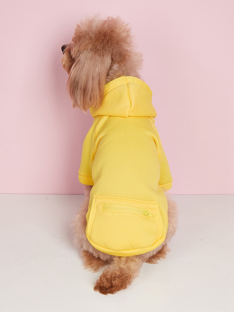 Pet Bipod Sports Solid Color Pocket Zipper Dog Cat Corgi Bear Wear Hoodies Doggy Apparel