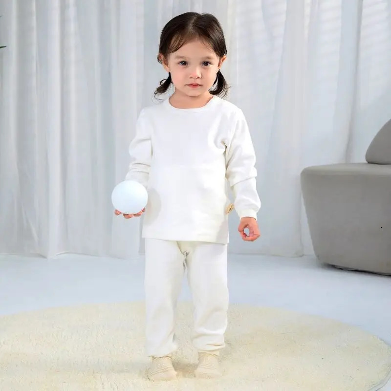 0-2 year baby pajamas for spring summer and winter white 100% natural color cotton for boys and girls and warm for babies children and families wearin
