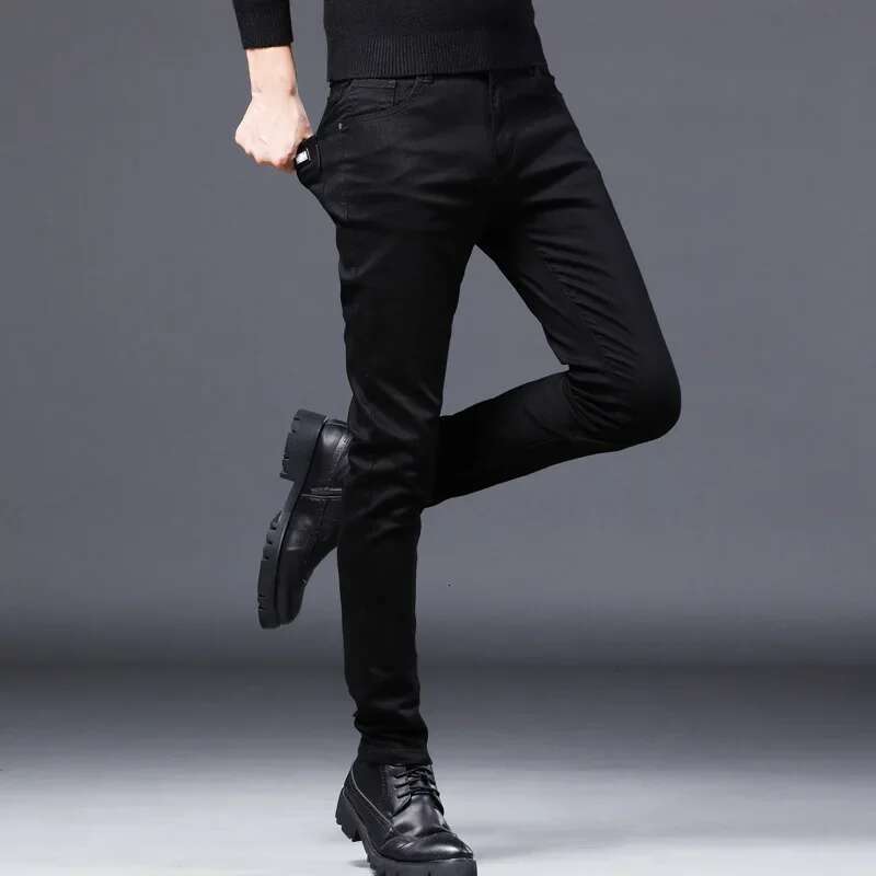 2025 Summer And Autumn Casual Mens Cotton Jeans Fashion Slim Male Black Pants