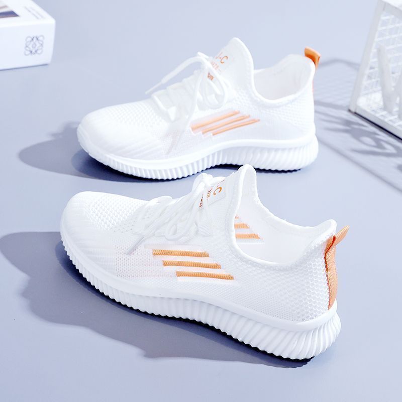 Women's white casual summer breathable sports women's lightweight and comfortable soft soled mesh shoes
