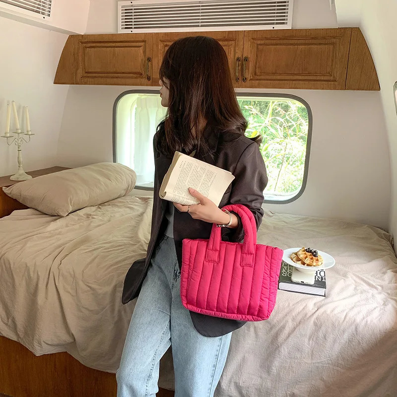 Miyagawa Female Autumn Winter Small Handheld Down Bag Korean Fashion Handbag Female Bags for Women Purses 241114