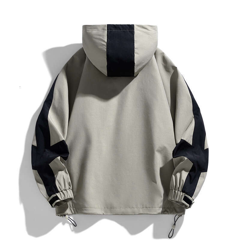 NASA Color Blocked Patchwork Jacket For Men's Clothing, Spring And Autumn Hooded Jacket, Trendy Brand Loose Workwear Top