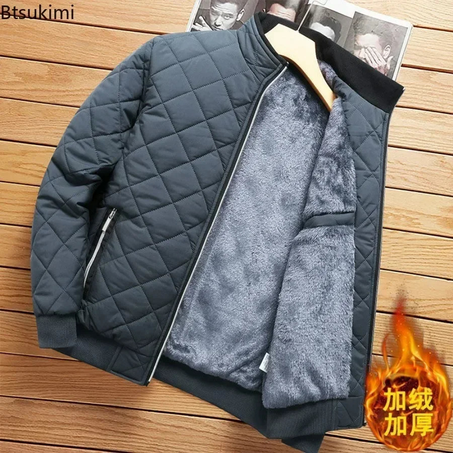 Mens Thick Warm Bomber Jacket Coats Autumn Winter Fleece Lined Casual for Men Slim Fit Clothing Parkas 5XL 241115